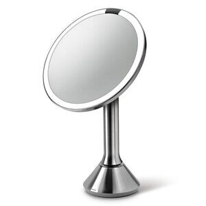 simplehuman 9" round LED stainless steel sensor mirror with touch control